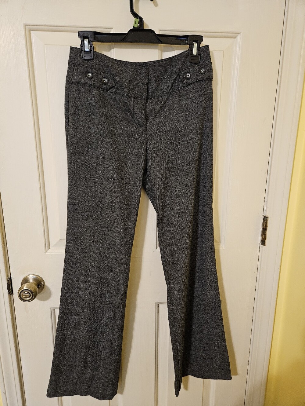 Dark Gray Women's Dress Pants with Front Button Detail